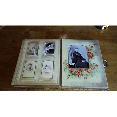 254 - Victorian picture album with assorted carded portraits and photographs