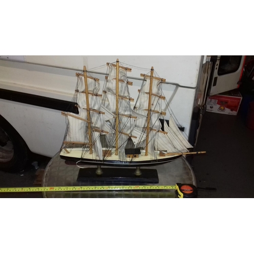 24 - Approx 55 cm long bespoke wooden sailing ship model