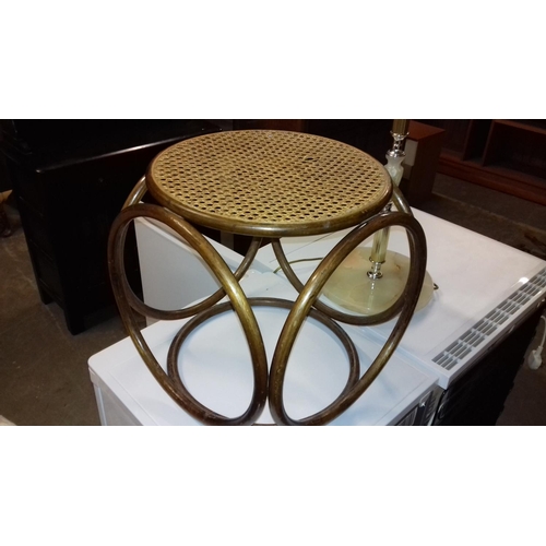 423 - Pre-war cane woven top end table