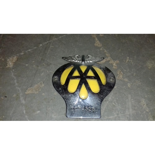 32 - Vintage AA car badge serial number 7C74325