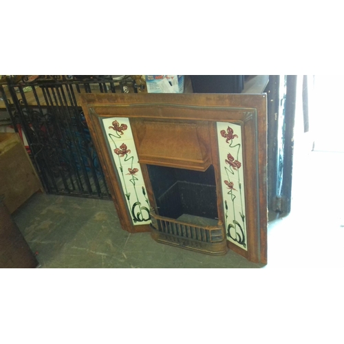 465 - Art deco tiled cast iron fire surround