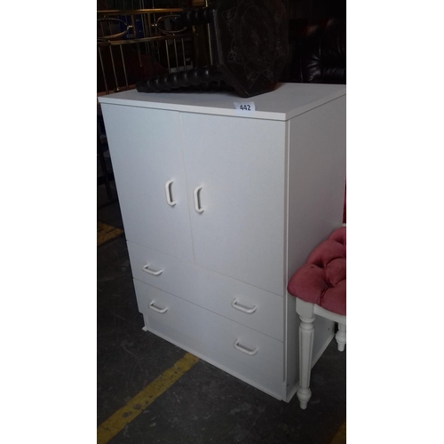 442 - White 60 x 38 x 85 cm tall small boy 2 drawer cabinet