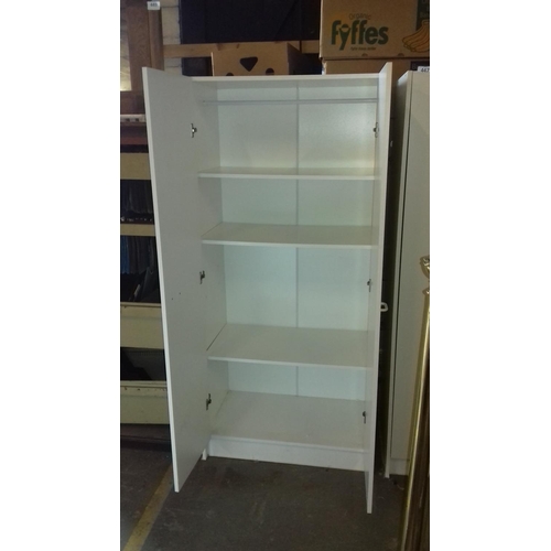 448 - 75 x 45 x 161 cm tall white wardrobe with shelves if required