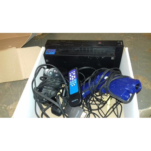 440 - Sony playstation 2 games console with controller, remote control and gun