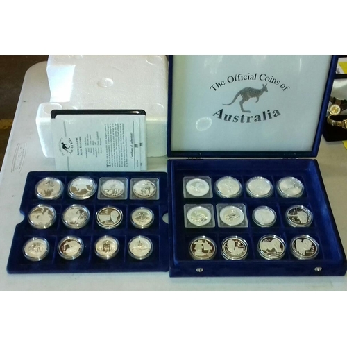 660 - Set of 24 Royal Australian Mint official coins of Australia, top tray of 12 with certificates, inclu... 