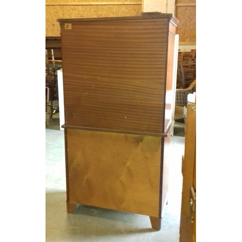 507 - 81 x 45 x 154 cm 1970's Edwardian look flamed mahogany 2/3 writing cabinet with secret drawers by Ja... 