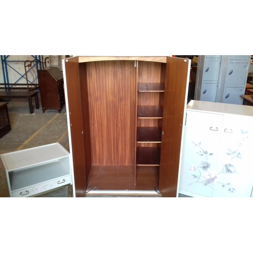 506 - G Plan E.Gomme 3 piece small bedroom suite of gentlemans wardrobe, tallboy and bedside table