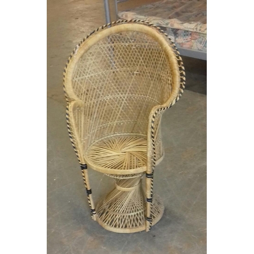 447 - Vintage childs wicker peacock chair