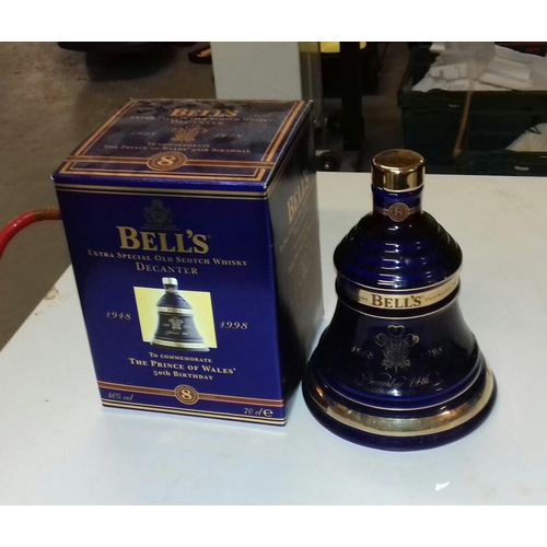 29 - Boxed Wade 1998 Prince of Wales 50th birthday Bells whisky decanter