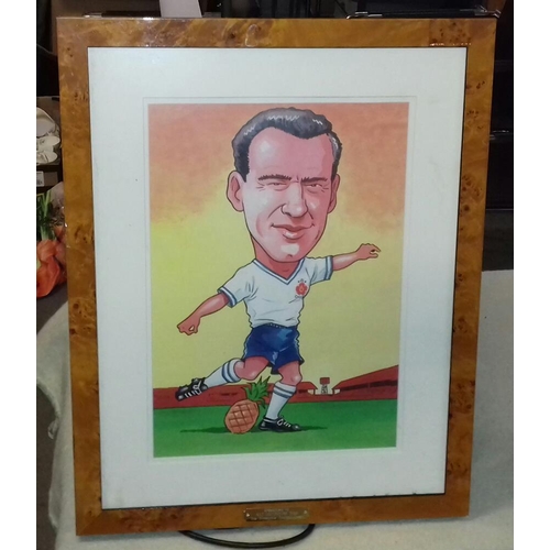 10 - 58 x 46 cm framed caricature of Nat Lofthouse with plaque reading 'presented to Nat Lofthouse from t... 