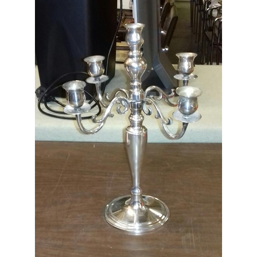 53 - 36 cm tall heavy silver plated 5 branch candelabra