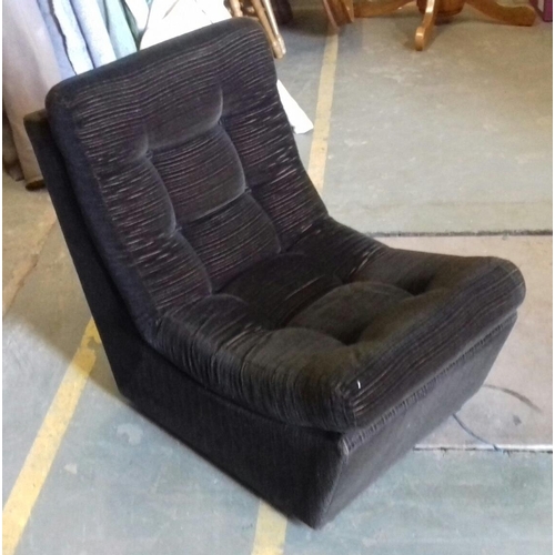 423 - Brown fabric armless comfy chair