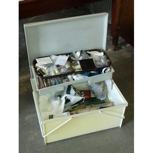 60 - Retro sewing box and contents