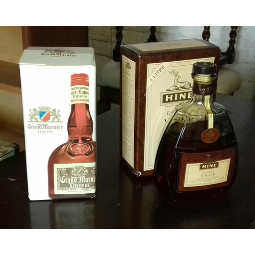 31 - Boxed and unopened Grand Marnier 700 ml & boxed but open Hine VSOP Cognac