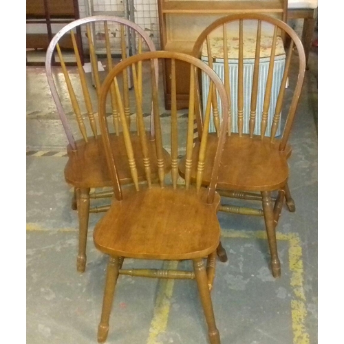 431 - 3 x vintage spindle back dining chairs