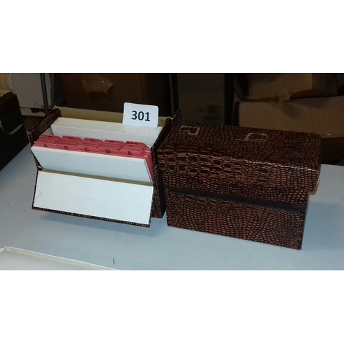 301 - 2 x new old stock, vintage crocodile skin look desktop office box files