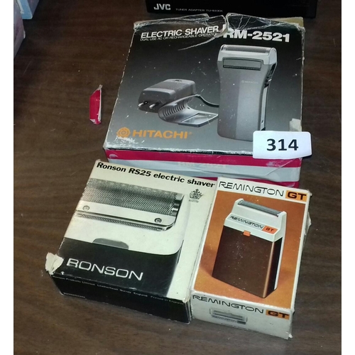 314 - 3 x retro boxed gents shavers being Hitachi, Ronson and Remington