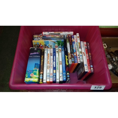 329 - Plastic case of assorted mainly children's DVD films