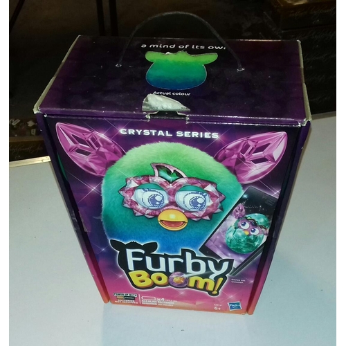 475 - New and boxed green and blue crystal series Furby boom