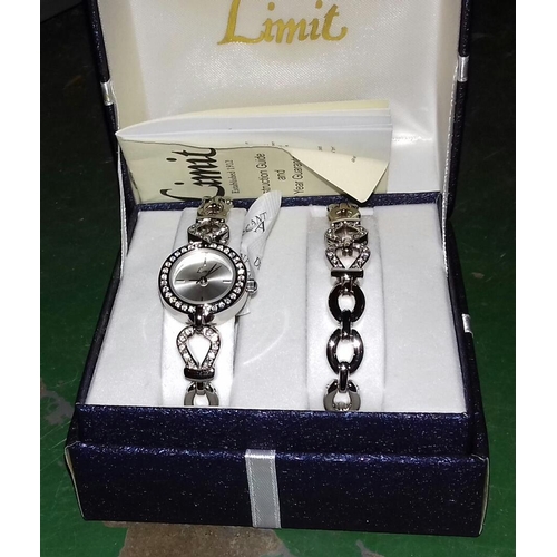 764 - Boxed Limit jewelled watch and bracelet gift set