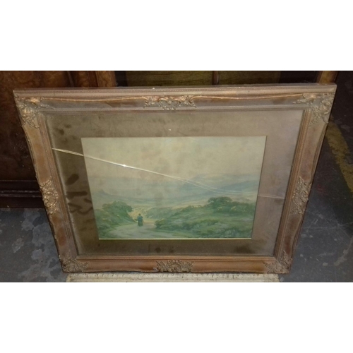 510 - 51 x 37 cm frame Abergele farm scene oil on board signed CHAS DICKENS & other 60 x 49 cm pastel coun... 