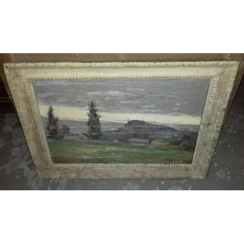 510 - 51 x 37 cm frame Abergele farm scene oil on board signed CHAS DICKENS & other 60 x 49 cm pastel coun... 