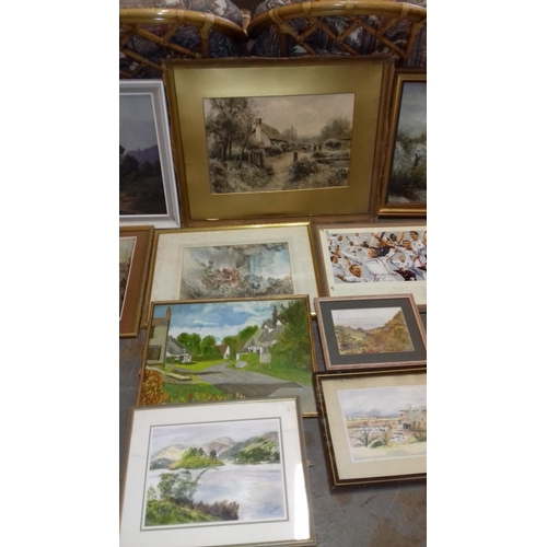 509 - Bundle of framed pictures, prints and paintings