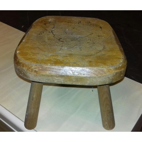 467 - 23 cm tall milking stool with Anglesey map seat