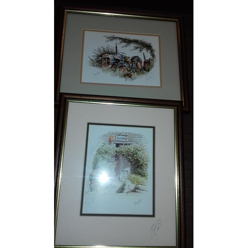 297 - Set of five 34 x 29 cm Framed MICHAEL COOPER pictures all pencil signed & three 23 x 17 cm late 1700... 