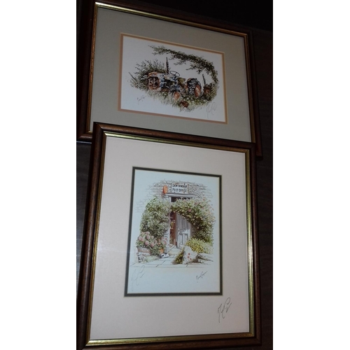 297 - Set of five 34 x 29 cm Framed MICHAEL COOPER pictures all pencil signed & three 23 x 17 cm late 1700... 