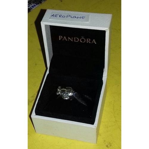 601 - Genuine Pandora aeroplane charm in box