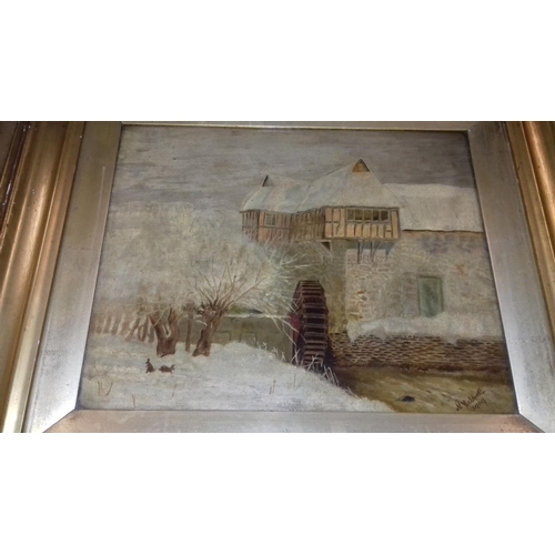 482 - 74 x 44 cm landscape and two smaller Cottage scene early 1900s oil paintings signed N. CALDWELL