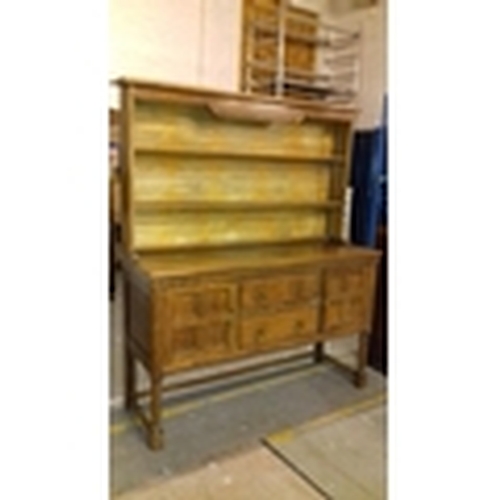 451 - 5 ft wide Victorian oak welsh dresser with 2 door and double central drawers, approx. 54 deep x 181 ... 