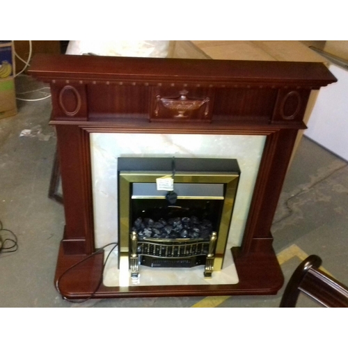 423 - 114cm long fire surround with mantle and Burley model 220 electric living flame effect fire