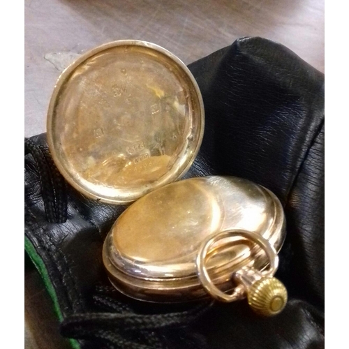 590 - Vintage Tacy 'Admiral' pocket watch in working order but no glass, in 375 stamped 9 carat gold Denni... 