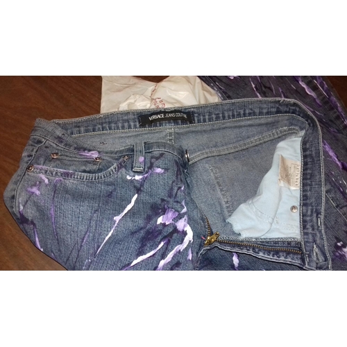 109 - Pair of genuine Versace designer jeans 30 waist with splattered paint look