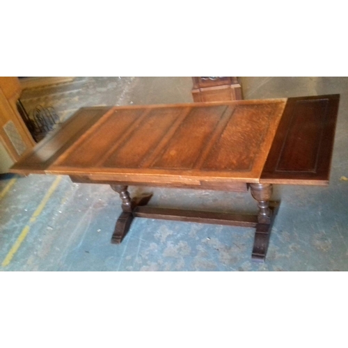 367 - Oak draw Leaf dining table and 6 chairs