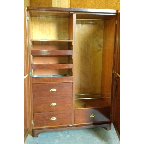 394 - Vintage double 4 section wardrobe with internal drawers and pull out shelves