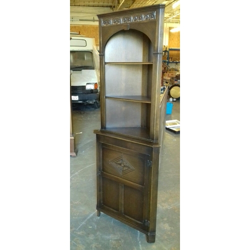 397 - Dark wood corner display cabinet