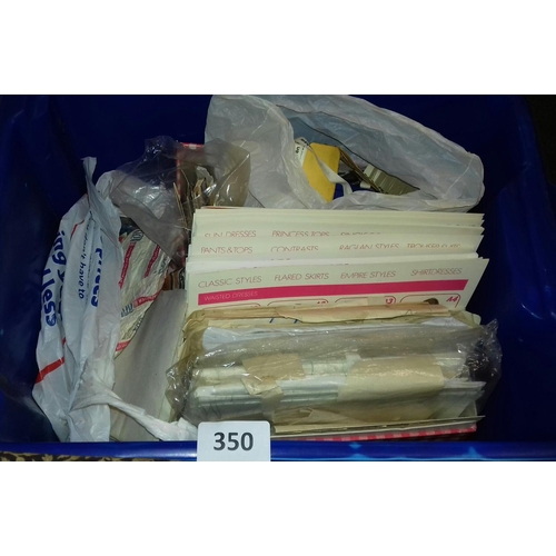 350 - 2 x plastic storage boxes and 2 x vintage sewing boxes with contents