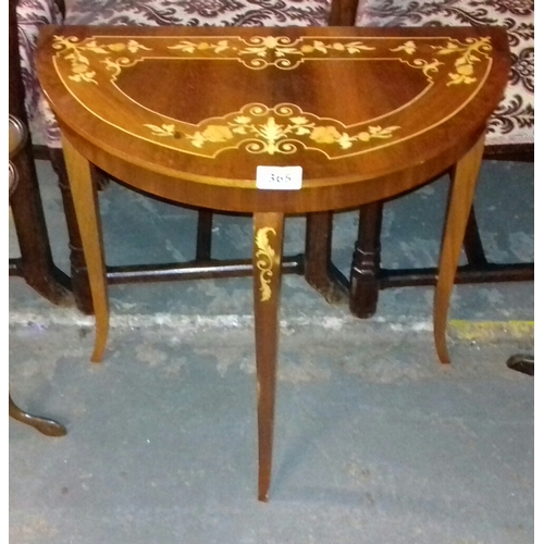 365 - 64 x 35 x 64 cm Italian high gloss inlaid look Demi-lune hall table