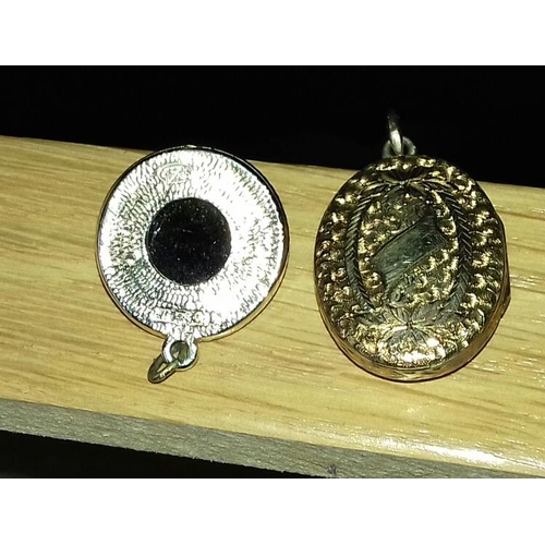 640 - 2 x unstamped yellow metal items being pendant and locket