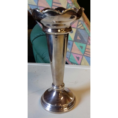 617 - Hallmarked Mappin and Webb Sheffield filled silver vase