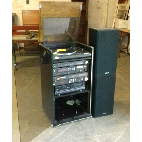 408 - Bundle of assorted retro stacking hi-fi equipment including Technics and Hinari etc.