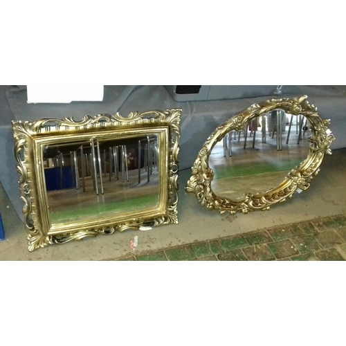 282 - 52 x 43 and 64 x 45 cm ornate gilt painted plaster framed wall mirrors