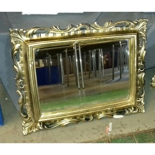 282 - 52 x 43 and 64 x 45 cm ornate gilt painted plaster framed wall mirrors