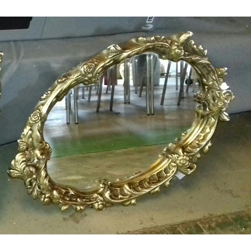 282 - 52 x 43 and 64 x 45 cm ornate gilt painted plaster framed wall mirrors