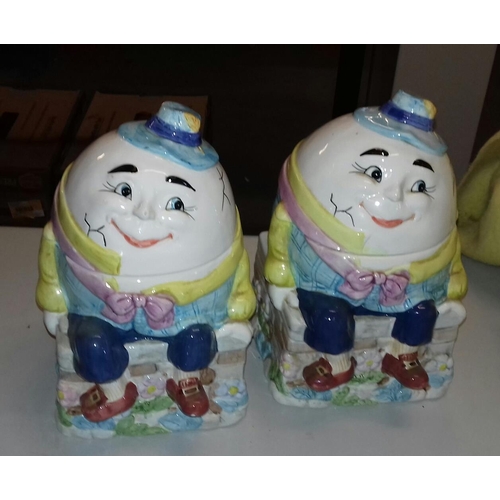 108 - Pair of ceramic Humpty Dumpty cookie jars