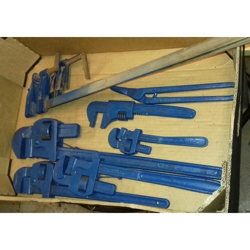 174 - Bundle of assorted stilsons and clamps