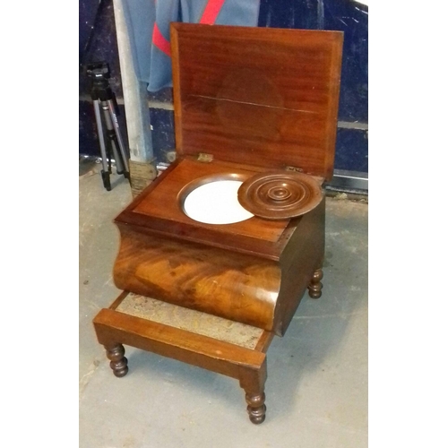 579 - Arts and crafts Victorian commode complete with potty and wooden interior lid